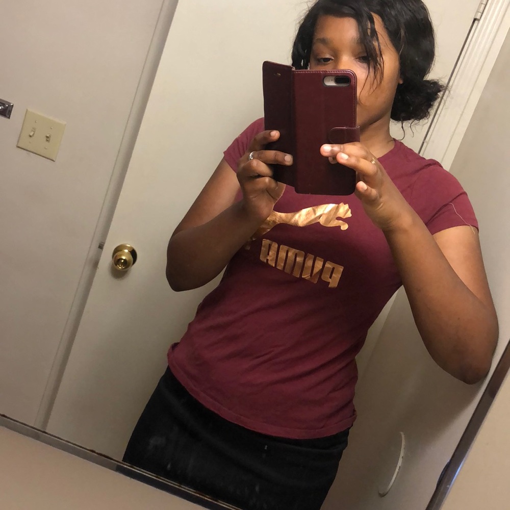 Burgundy maroon gold PUMA shirt